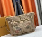 Louis Vuitton Neverfull Bandouliere Inside Out MM Tote In Monogram Canvas And Stamped Beige Textile - Image 6