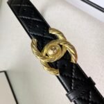 Chanel Gold Chain & Black Quilted Leather CC Belt - Image 2