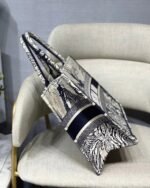 Dior Medium Book Tote Bag Fake in Blue Toile de Jouy Palms Embroidery - Image 5