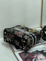 Dior Lady D-Lite Medium Bag Replica in Black Jardin Botanique Embroidery - Image 5