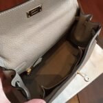 Grey Clemence Knockoff Hermes Kelly 25cm Elegant Handbag - Image 3
