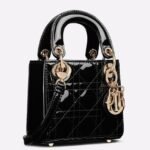Dior Lady Dior Micro Bag Replica in Black Patent Cannage Calfskin