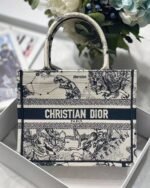 Dior Small Book Tote Bag Faux in White Toile de Jouy Zodiac Embroidery - Image 6