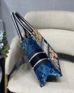 Dior Medium Book Tote Bag Replica in Blue Multicolor Dior Paisley Embroidery - Image 4