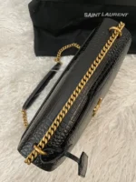 Fake Saint Laurent Sunset Medium Chain Bag Black Crocodile-embossed Leather - Image 10