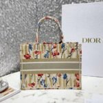 Dior Medium Book Tote Bag Fake in Hibiscus Metallic Thread Embroidery - Image 7