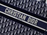 Dior Medium Book Tote Bag Knockoff in Blue Velvet Oblique Embroidered - Image 2