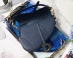 Dior Saddle Bag Imitation in Indigo Blue Grained Calfskin - Image 3