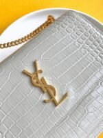 Fake Saint Laurent Sunset Medium Chain Bag Ivory Crocodile-embossed Leather - Image 10