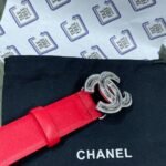 Chanel Red Patent Leather CC Logo Belt - Image 2