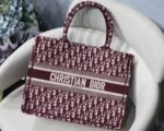 Dior Medium Book Tote Bag Fake in Bordeaux Dior Oblique Embroidery - Image 4