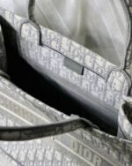 Dior Medium Book Tote Bag Faux in Grey Dior Oblique Embroidery - Image 4