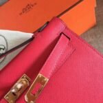 Hermes Red Epsom Fake Designer Kelly Pochette Classic Purse - Image 3