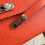 Orange Epsom Knockoff Hermes Kelly Cut Clutch Bold Handbag - Image 6