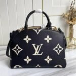 Louis Vuitton Bicolor Monogram Empreinte Leather Petit Palais Handbag In Black And Beige