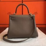 Etoupe Clemence Fake Hermes Kelly 25cm Stylish Handbag - Image 6