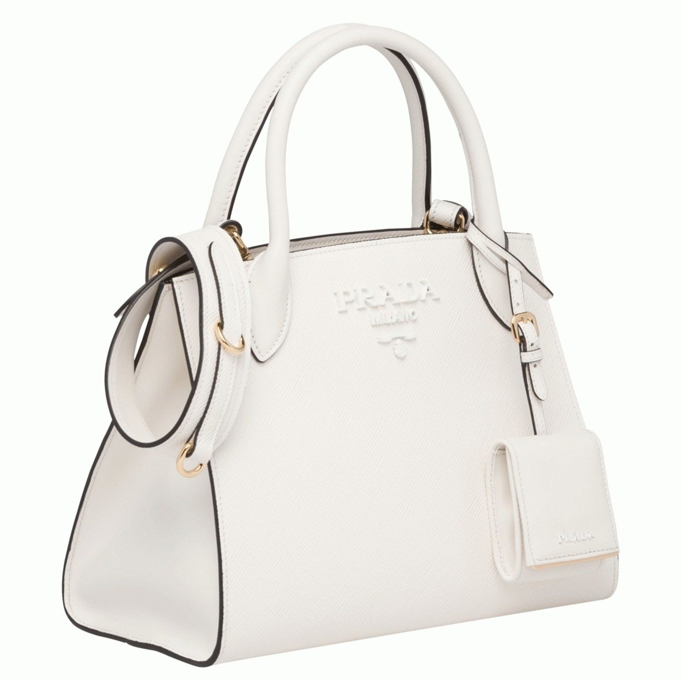 765C3AFE-105B-A224-AF5F-CB922F99C6FD.jpg Prada Monochrome Small Bag Knockoff in White - Image 1