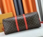 Louis Vuitton Monogram Macassar Canvas Keepall Bandouliere 50 In Red - Image 5