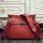 Large red fake Hermes Jypsiere 31cm handbag