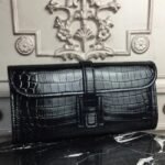 Blue electric crocodile leather replica Hermes Jige Elan clutch bag
