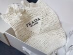 Prada Large Tote Bag Replica in White Woven Raffia - Image 2