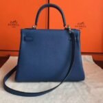 Blue Agate Clemence Fake Hermes Kelly Retourne 28cm Tote - Image 2