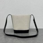 Top Quality Fake Celine Small Bucket Cuir Triomphe In White Textile - Image 2