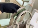 Top Quality Fake Chloe Medium Woody Tote Bag in Canvas with Green Leather Strips - Image 3