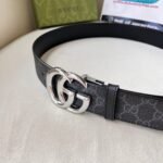 WIDE LEATHER BELT WITH DOUBLE G BUCKLE - Image 2