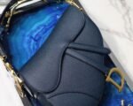 Dior Saddle Bag Imitation in Indigo Blue Grained Calfskin - Image 6