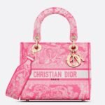 Dior Lady D-Lite Medium Bag Replica in Fluorescent Pink Toile de Jouy Reverse Embroidery