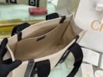 Top Quality Fake Chloe Large Woody Tote Bag in Canvas with Black Leather Strips - Image 6