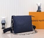 Louis Vuitton Coussin PM Bag In Navy Blue With Jacquard Strap - Image 3
