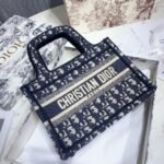 Dior Mini Book Tote Bag Fake in Blue Dior Oblique Embroidery - Image 2