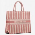 Dior Large Book Tote Bag Replica in Pink Stripes Embroidery