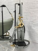 Dior Saddle Bag with Strap Fake in Grey Stone Grained Calfskin - Image 3