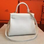 White Clemence Imitation Hermes Kelly Retourne 28cm Chic Tote - Image 2
