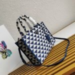 Prada Symbole Small Bag Knockoff in White/Blue Jacquard Fabric - Image 3
