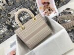 Dior Lady D-Lite Medium Bag Knockoff in Pink   White Houndstooth Embroidery - Image 3