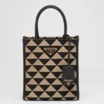 Prada Symbole Micro Bag Fake in Black/Beige Jacquard Fabric