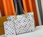 LV X TM Multicolored Neverfull MM In White