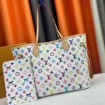 LV X TM Multicolored Neverfull MM In White