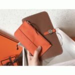 Brown orange replica Hermes Dogon duo wallet - Image 3