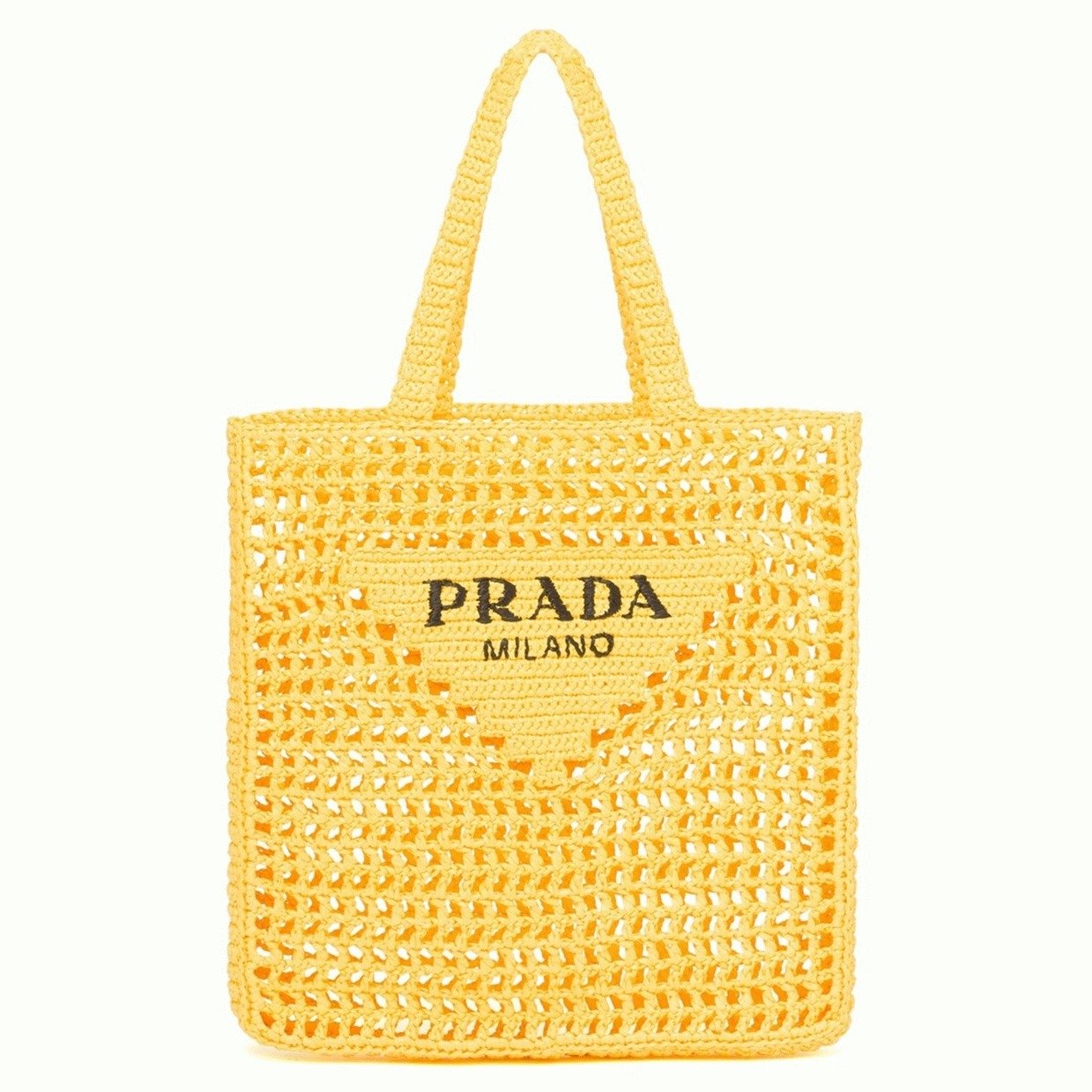 7BCDA22D-E227-02CC-57AE-ED5C124012C0.jpg Prada Small Tote Bag Replica in Yellow Woven Raffia - Image 1