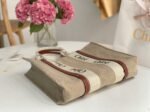 Top Quality Fake Chloe Medium Woody Tote Bag in Canvas with Tan Leather Strips - Image 2