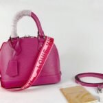Louis Vuitton Epi Leather Alma BB Handbag In Pondichery Pink With Jacquard Strap