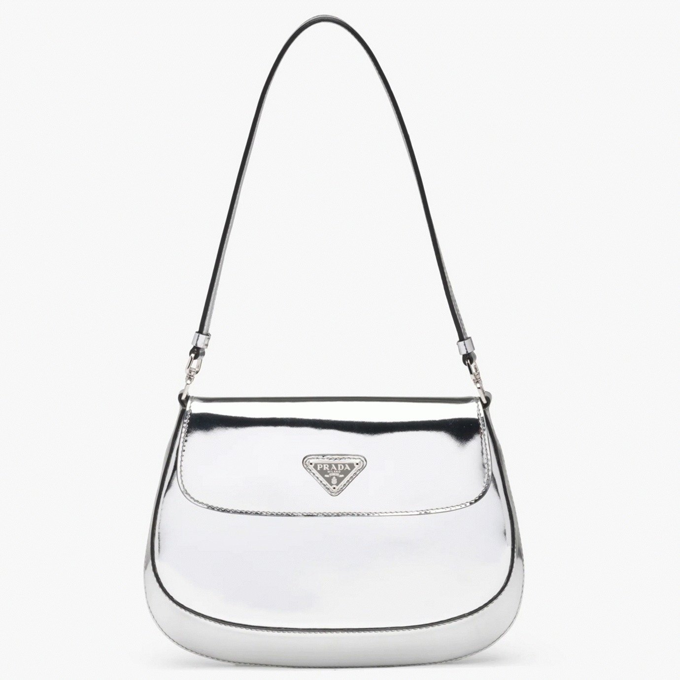 7C834C32-61D1-4FAE-8D26-19D54A8BC22E.jpg Silver Prada Cleo Flap Bag Knockoff - Image 1