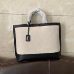 SHOPPING TAG IN CANVAS AND LEATHER
