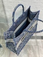 Dior Large Book Tote Bag Replica in Blue Brocart Denim-Effect Embroidery - Image 8