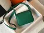 Designer replica Hermes Lindy Mini handbag in green clemence leather - Image 2